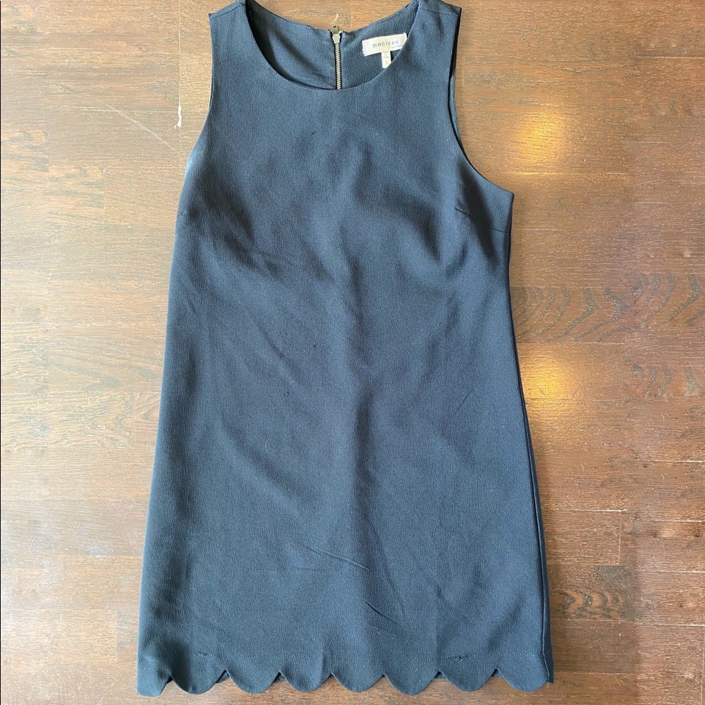 Black shift dress w/ scallop trim